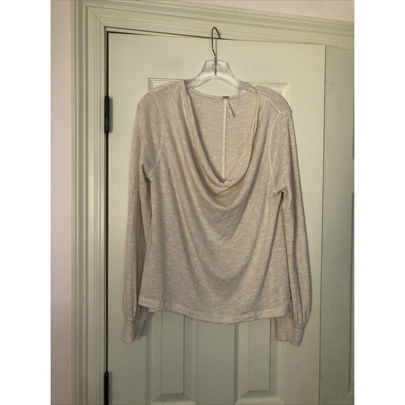 Free People Palmer Draped Metallic Long Sleeve Knit Top Womens Size Med sweater - Picture 2 of 7